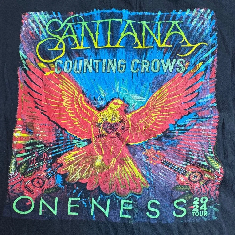 Santana Counting Crows Oneness‎ Tour 2024 Band Tee Black Mens XL